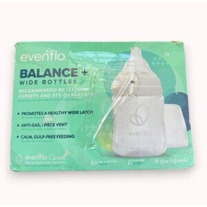 Evenflo Balance+ Wide Baby Bottles 6- plastic Pack 6 Oz BPA-Free Anti-Gas Design
